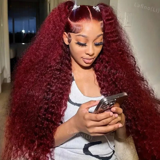 99J Burgundy Deep Water Wave HD Lace Front Human Hair Wig
