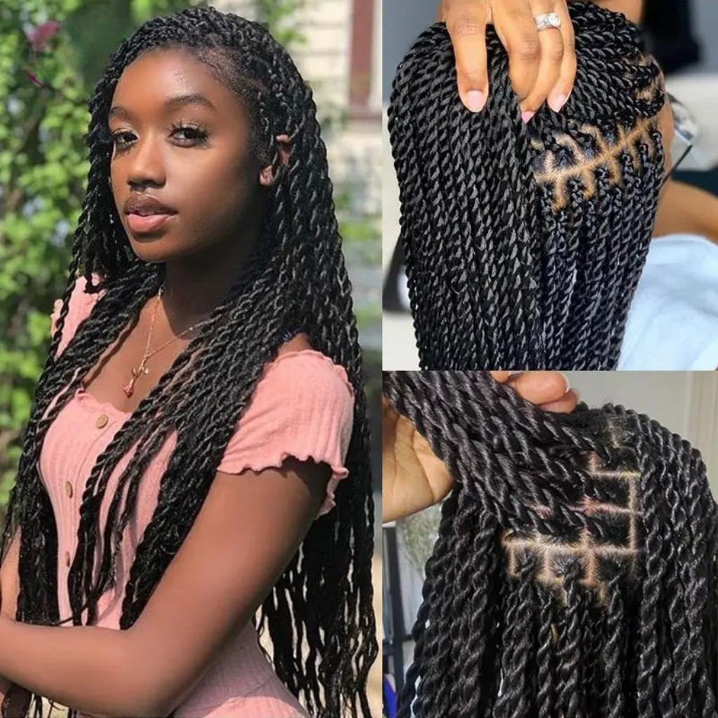 Twist Braided Lace Front Wig – Synthetic Full Lace, Faux Locs for Black Women